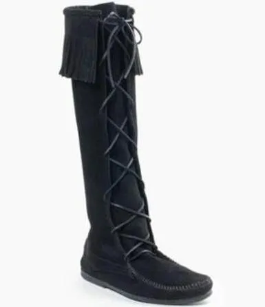 Men's Front Lace Knee High Black Boot