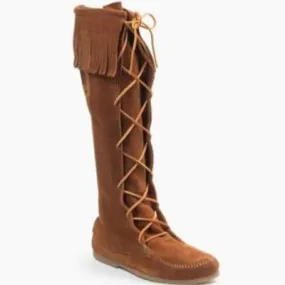 Men's Front Lace Knee High Brown Boot