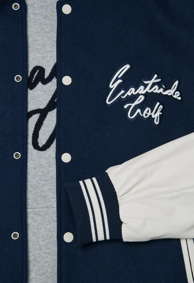 Men's Varsity Jacket Midnight White