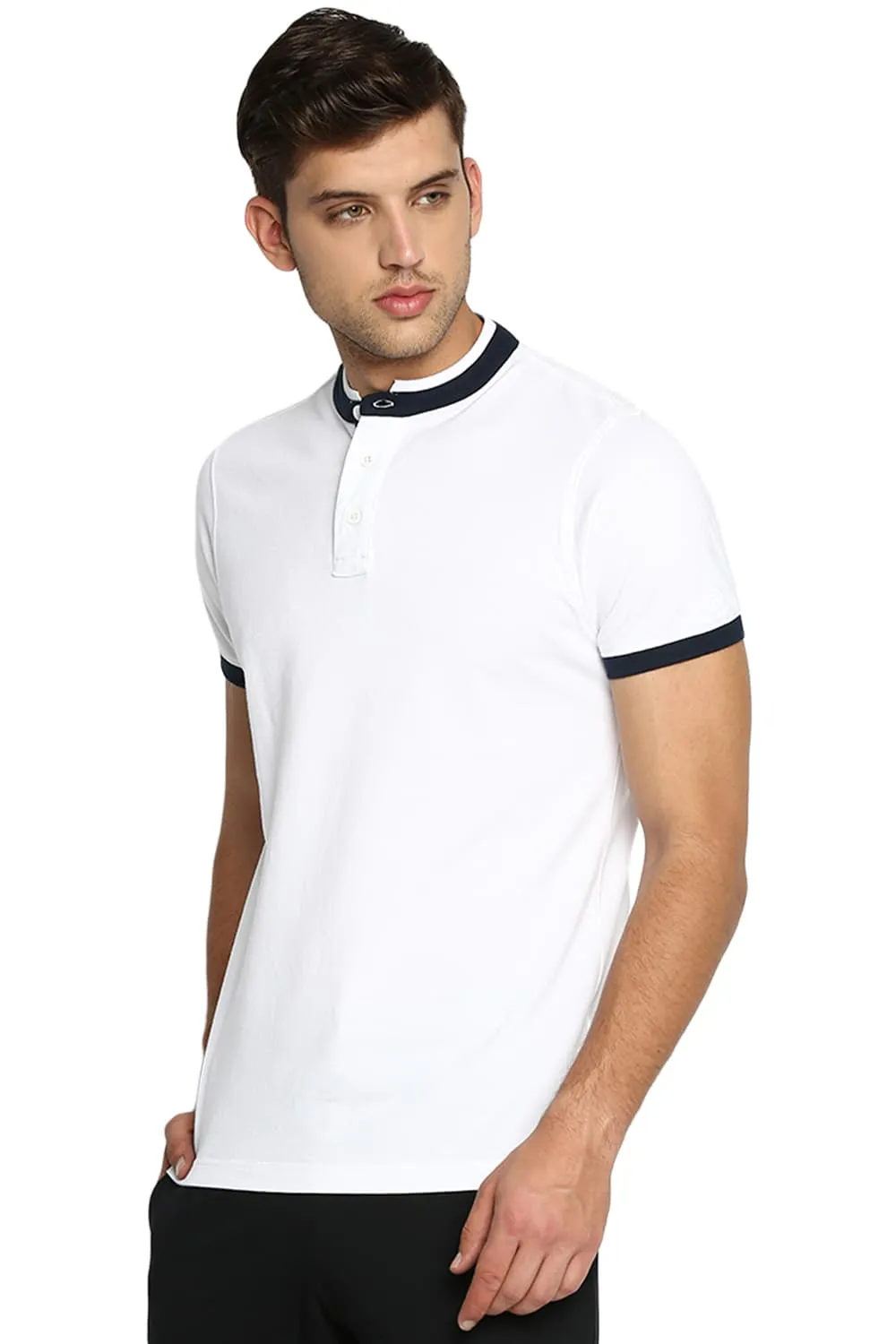 Muscle Fit Stand Up Collar Polo T Shirt