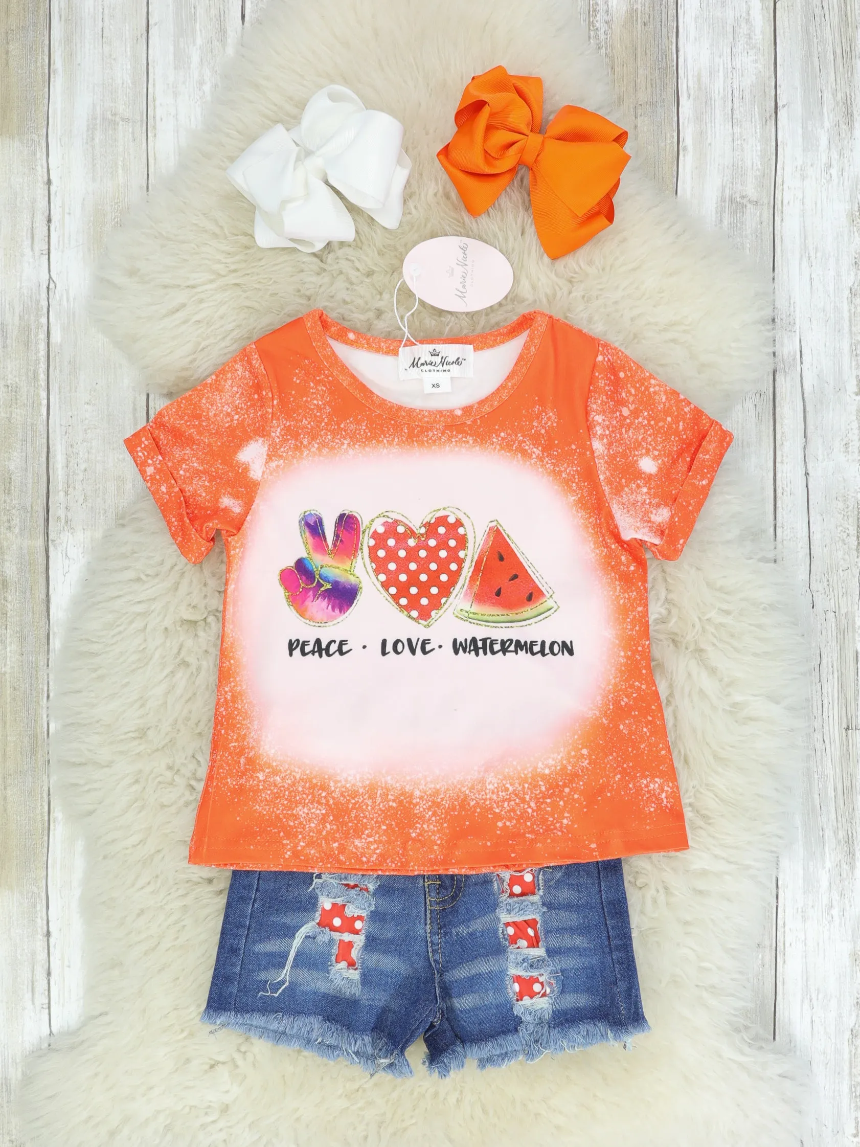 Peace Love Watermelon Distressed Denim Outfit