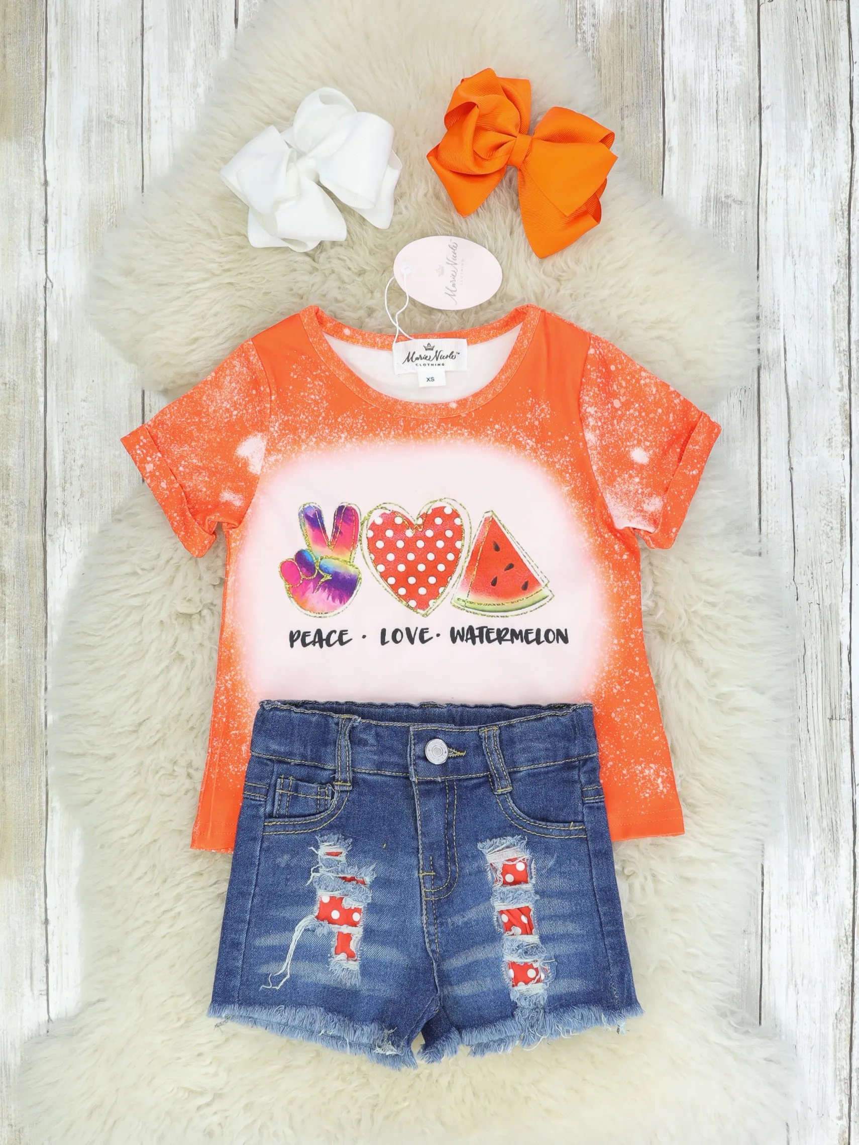 Peace Love Watermelon Distressed Denim Outfit