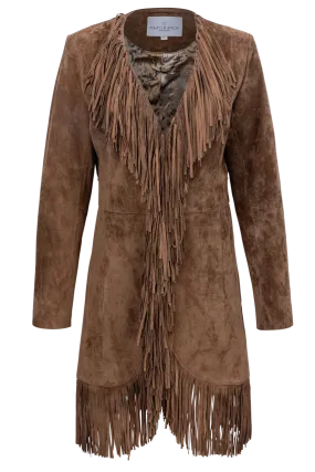 Pinto Ranch Brown Leather Fringe Jacket