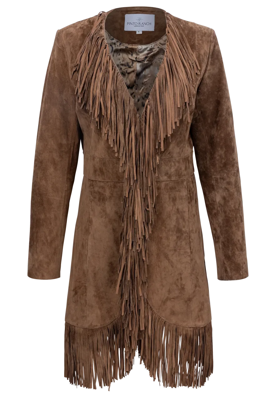 Pinto Ranch Brown Leather Fringe Jacket