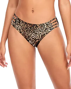 Sexy Strappy High Cut Low Waist Bikini Bottoms-Leopard