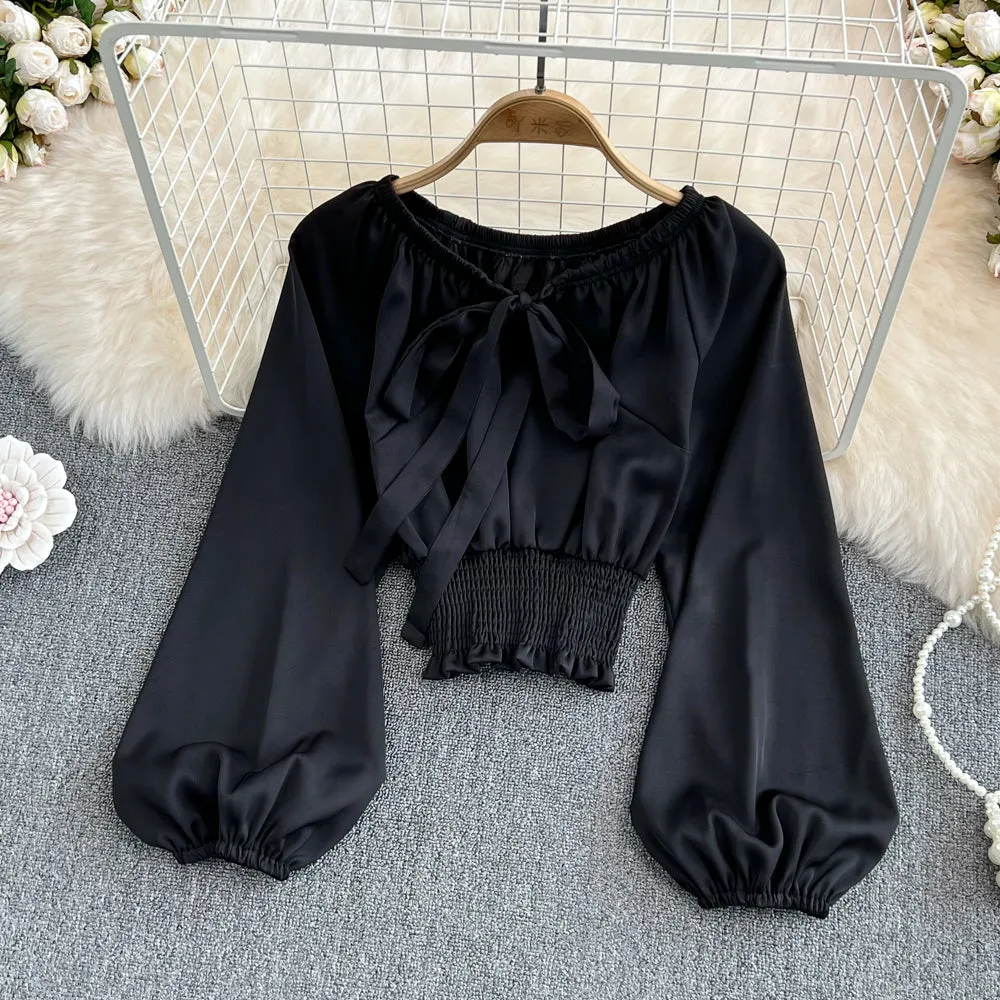 Simple chiffon crop top    S193