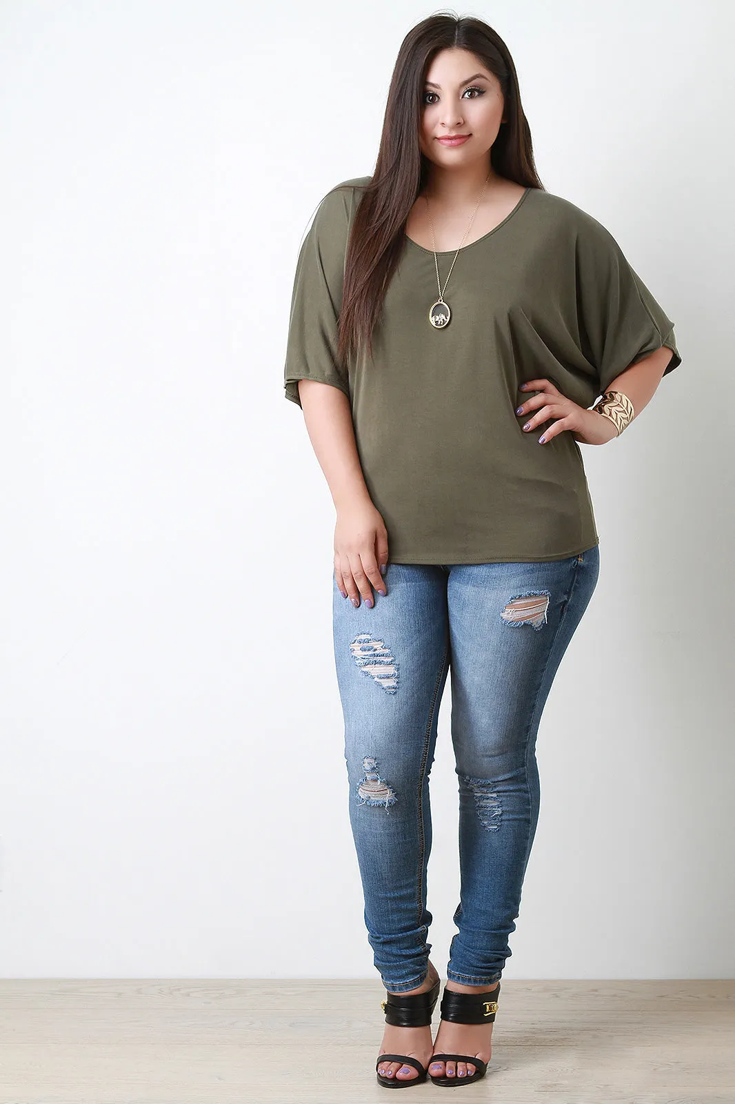 Simple Knit Dolman Sleeve Top