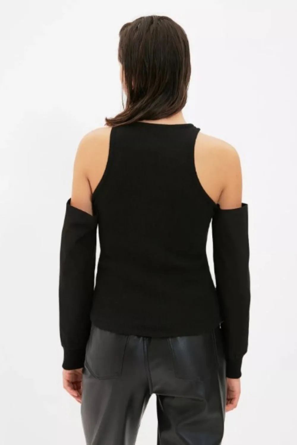 Simple Me Black Cold Shoulder Top