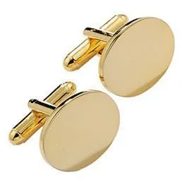 Simple oval engraved cufflinks