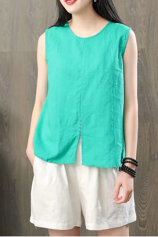 Simple retro thin breathable top for women J124