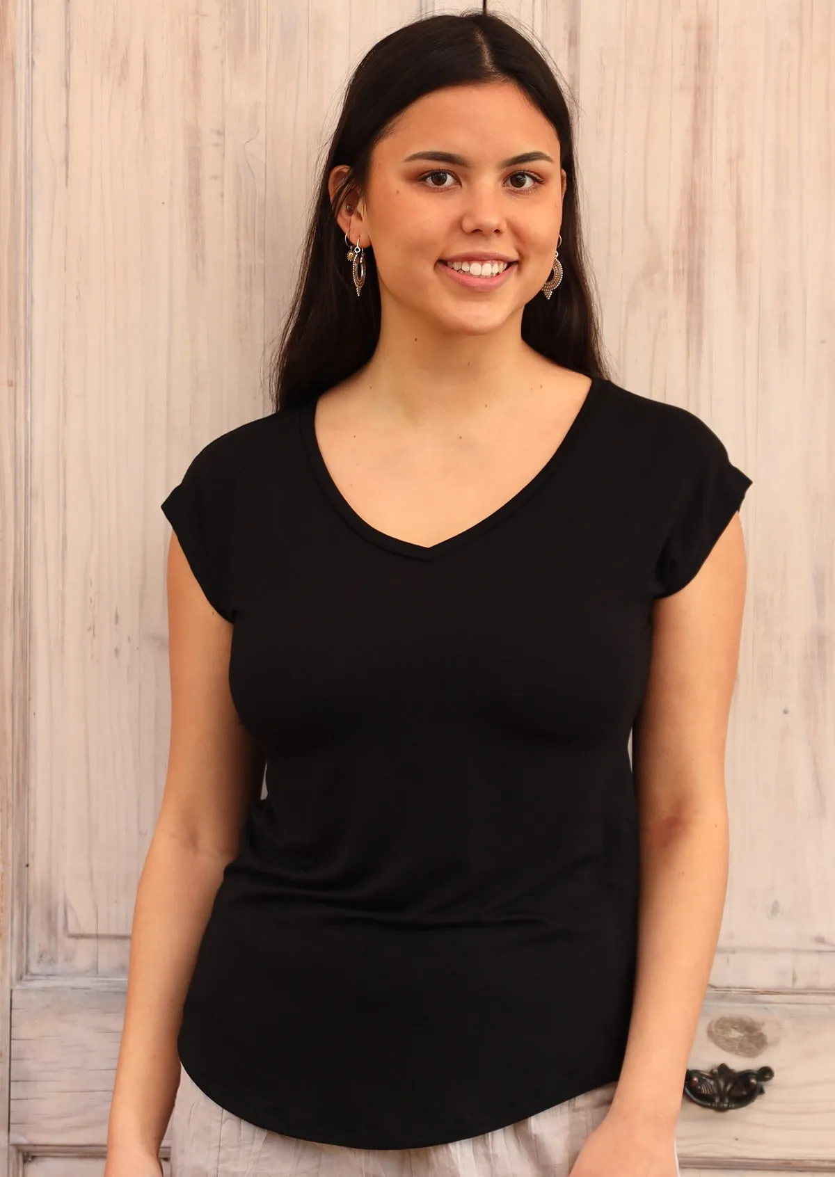 Simple Top V-neck Black