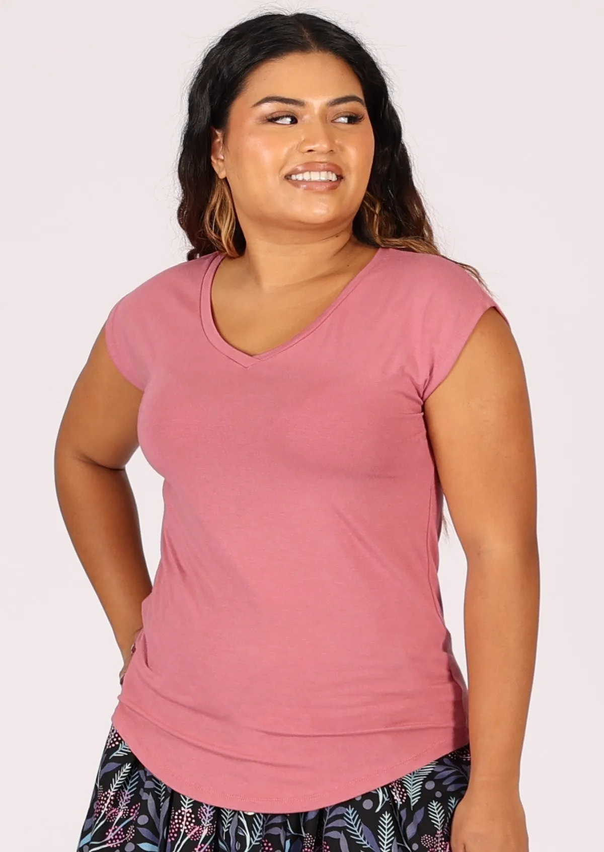 Simple Top V-neck Pink