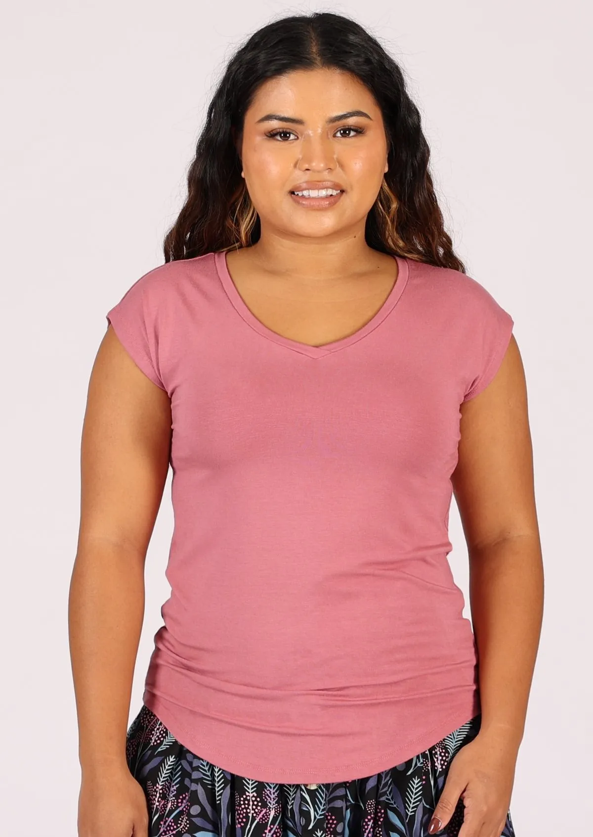 Simple Top V-neck Pink