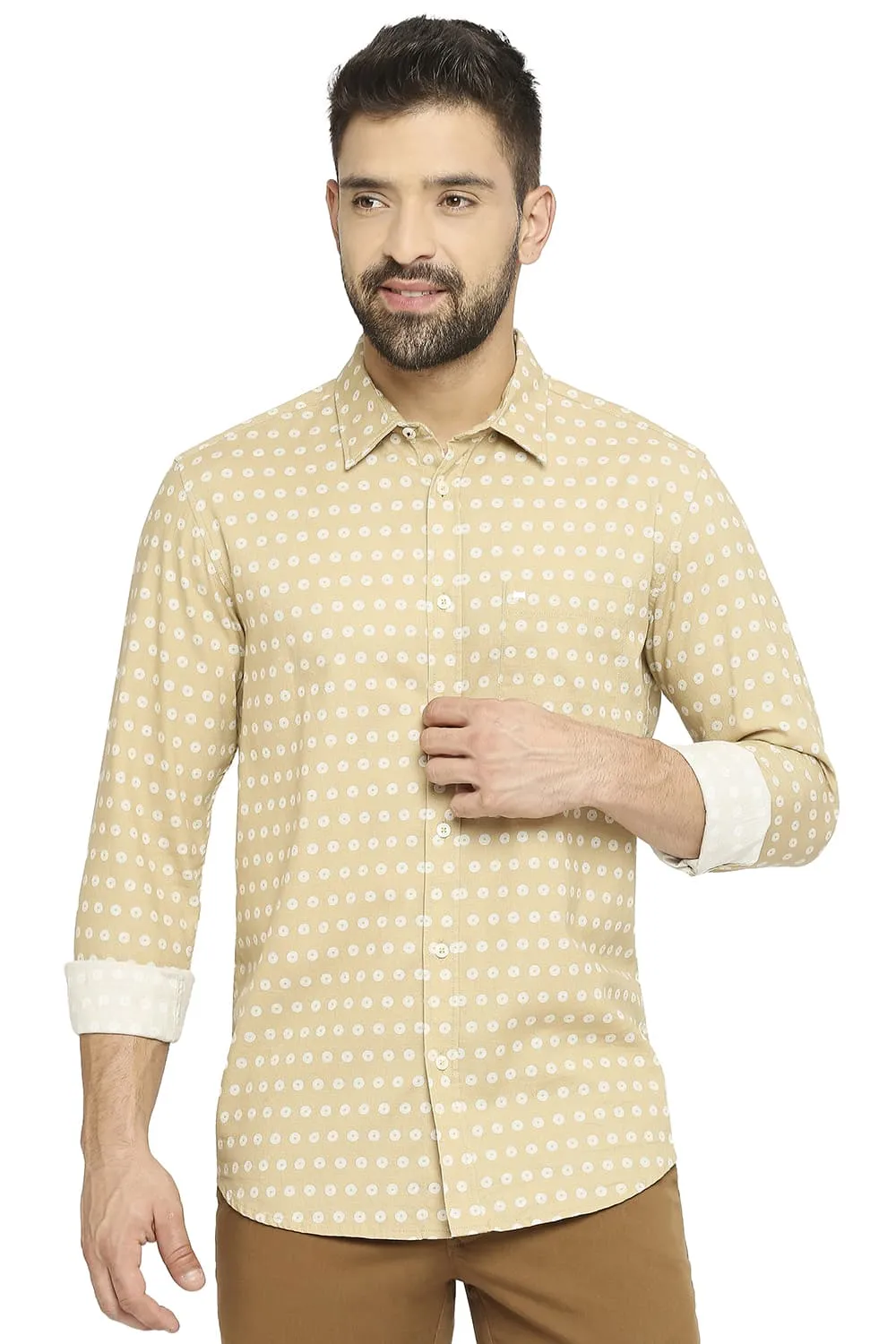 Slim Fit Cotton Dobby Printed Shirt