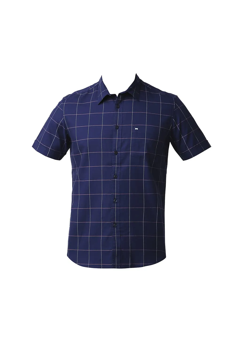 Slim Fit Herring Bone Twill Checks Halfsleeves Shirt