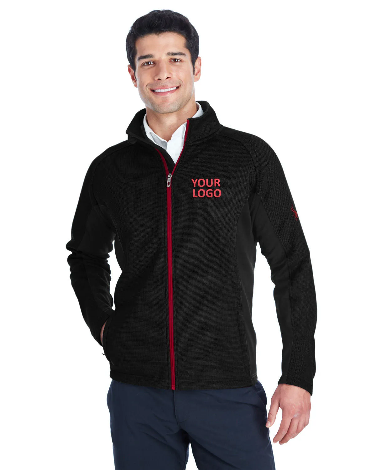 Spyder Constant Full Zip Sweaters, Fleece Black/ Blk/ Red