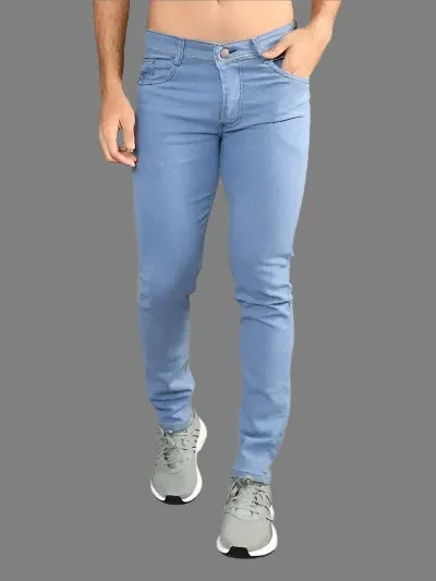 Stylish Blue Denis Solid Mid Rise Lzard Jeans for Men