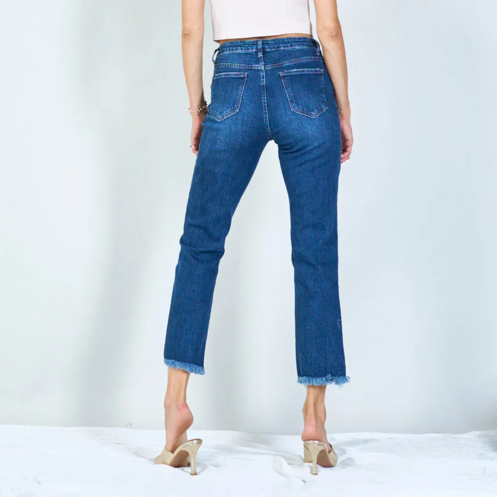 Stylish high-waisted jeans with pearl embellishments wholesale