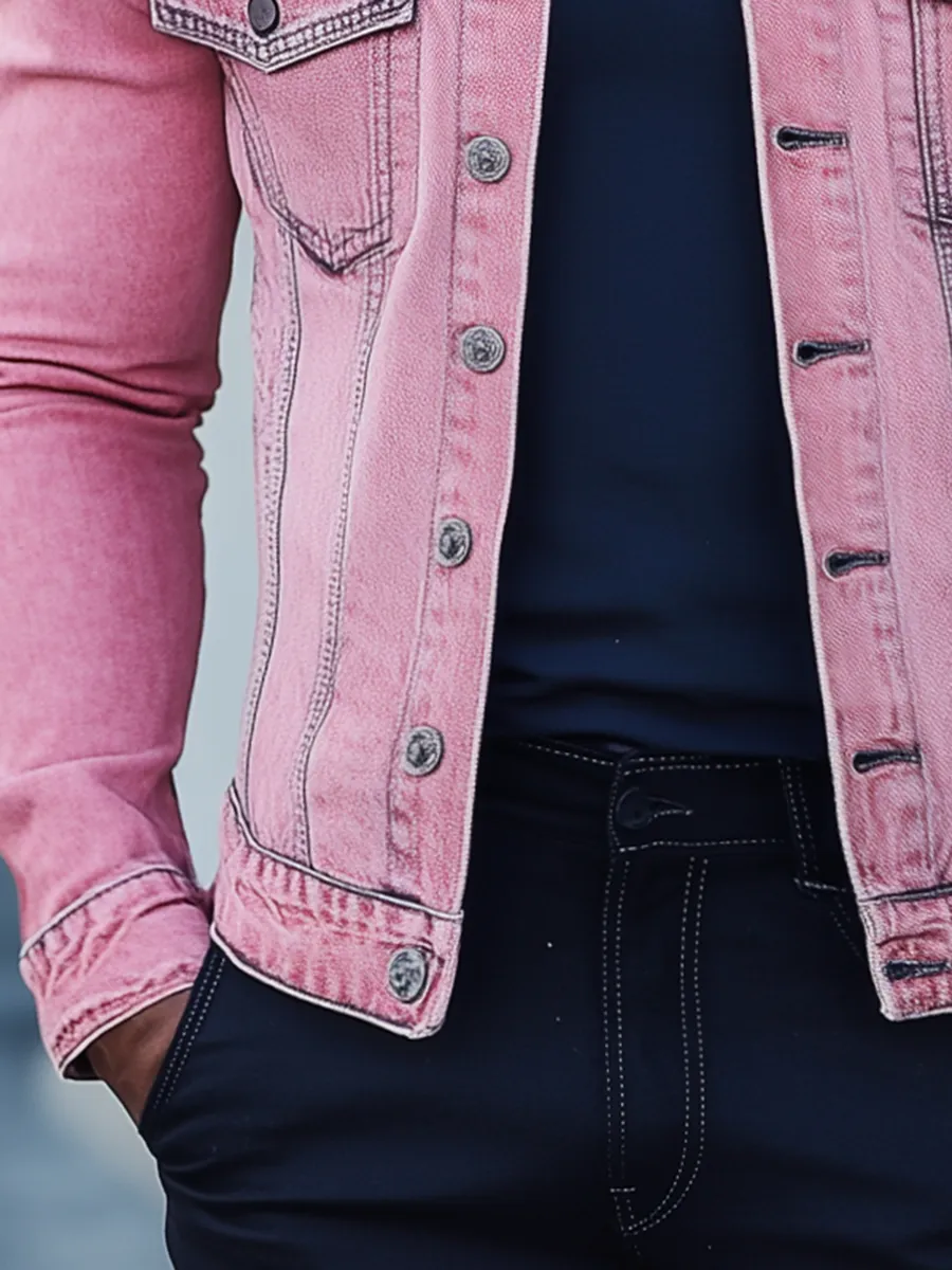 Stylish Pink Denim Jacket