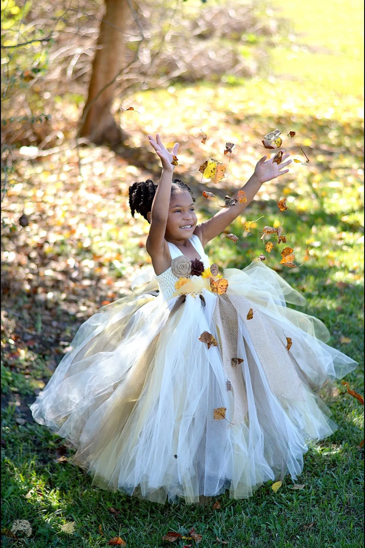 Sunflower & Burlap Tutu Dress, Sunflower Flower Girls Dress, Fall Wedding Flower Girl