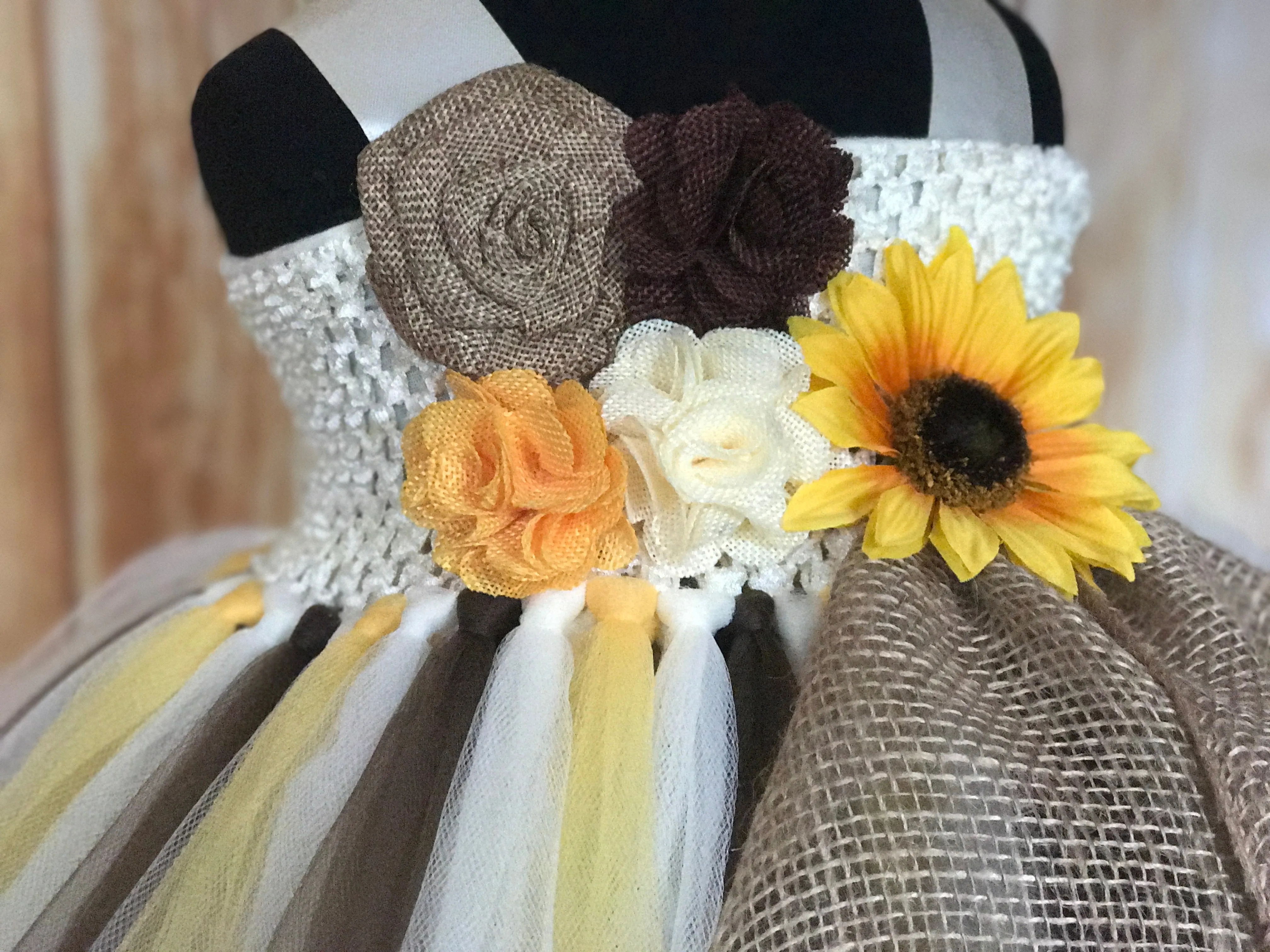 Sunflower & Burlap Tutu Dress, Sunflower Flower Girls Dress, Fall Wedding Flower Girl