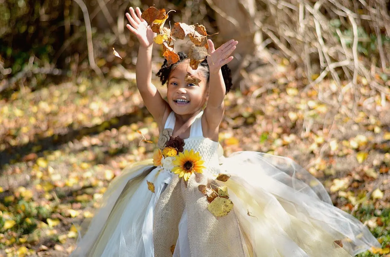 Sunflower & Burlap Tutu Dress, Sunflower Flower Girls Dress, Fall Wedding Flower Girl