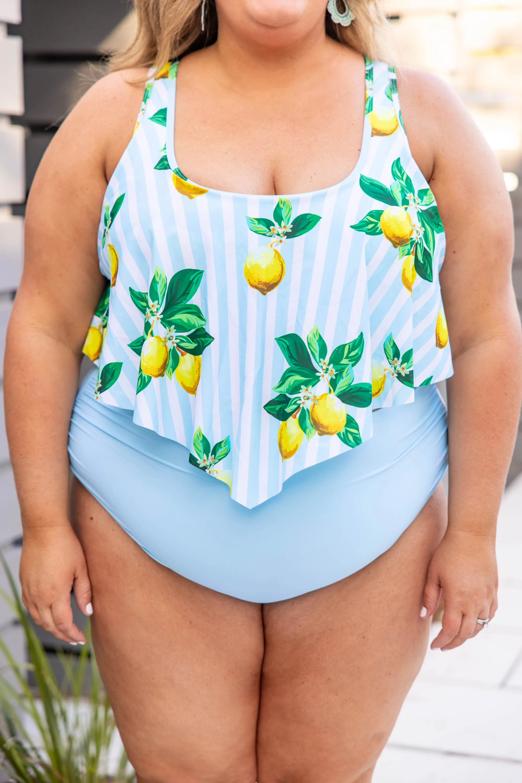 Sunny Business Swim Top, Lemon Print