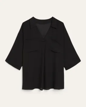 Sylvia Pocketed Popover Blouse | Black