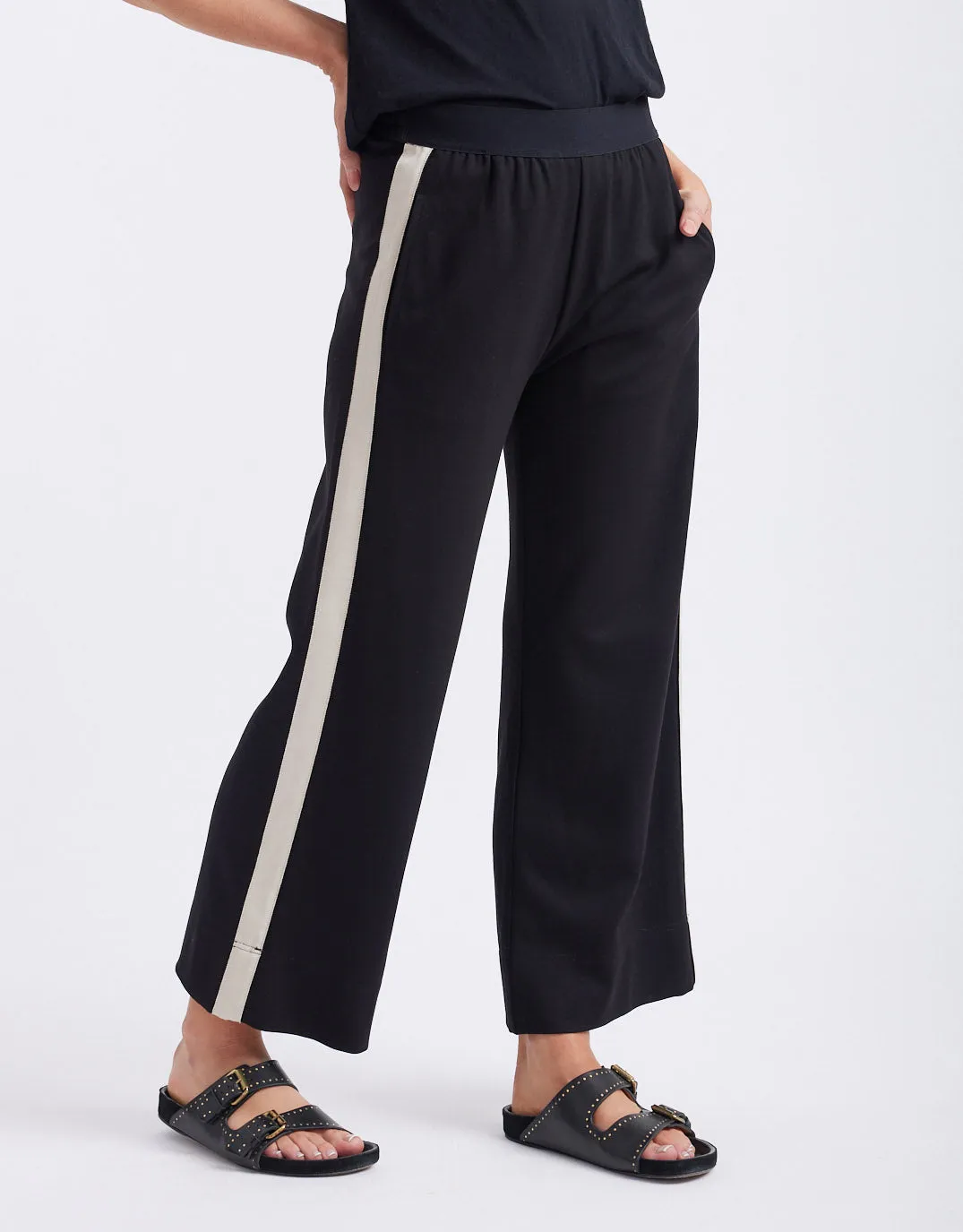 Timeless Spring 7/8 Ponte Pant - Black/Beige Stripe