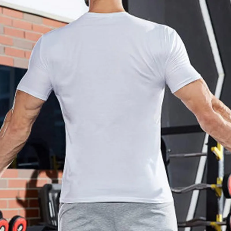 Training Elastic Simple Round Neck Men's Tops