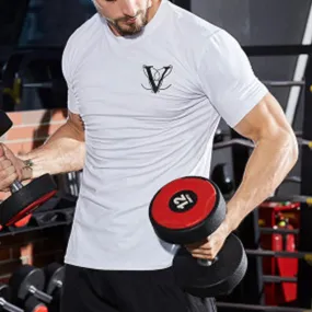 Training Elastic Simple Round Neck Men's Tops