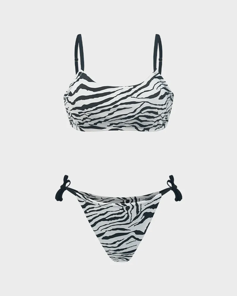 Trendy Side Tie Zebra Bikini Set