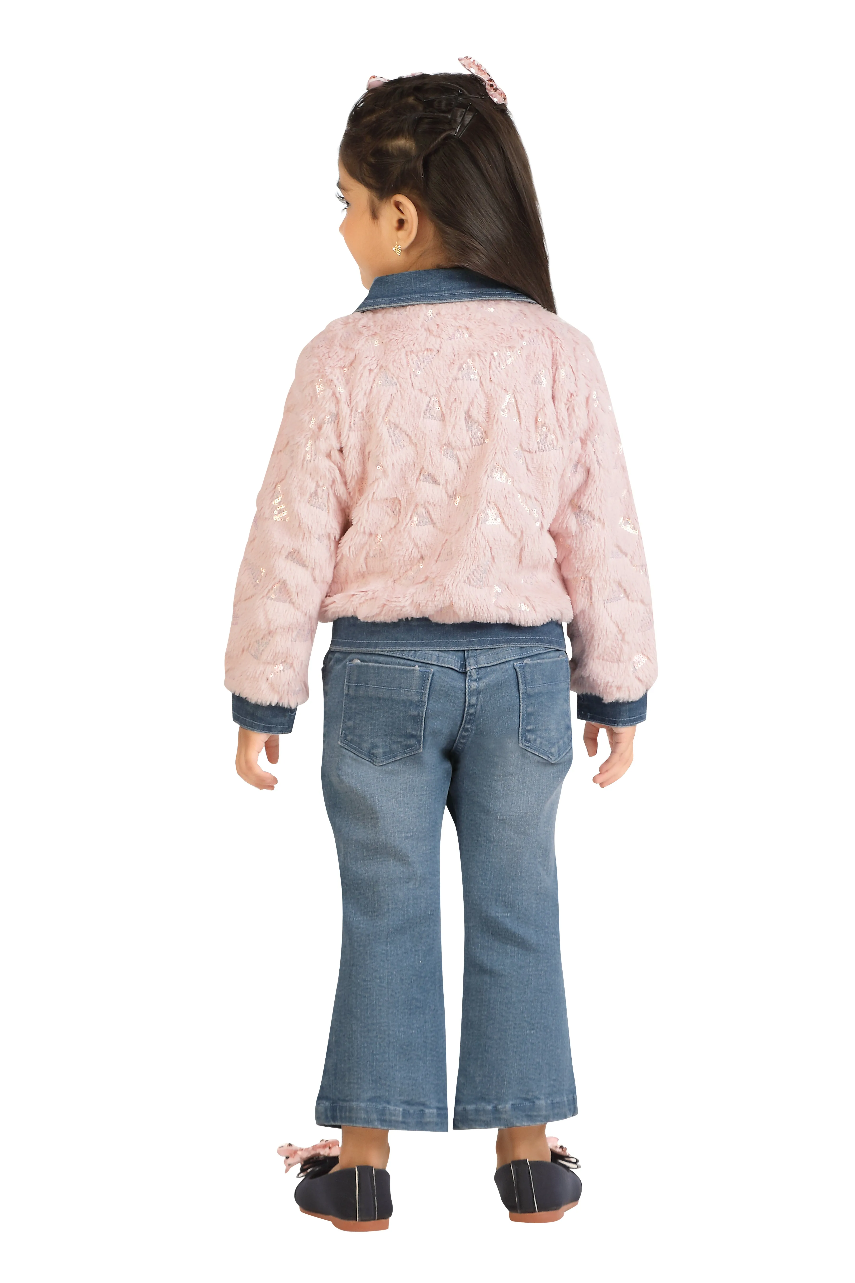 Tressel Kids Stylish Jacket Denim Collar & Bottom Set