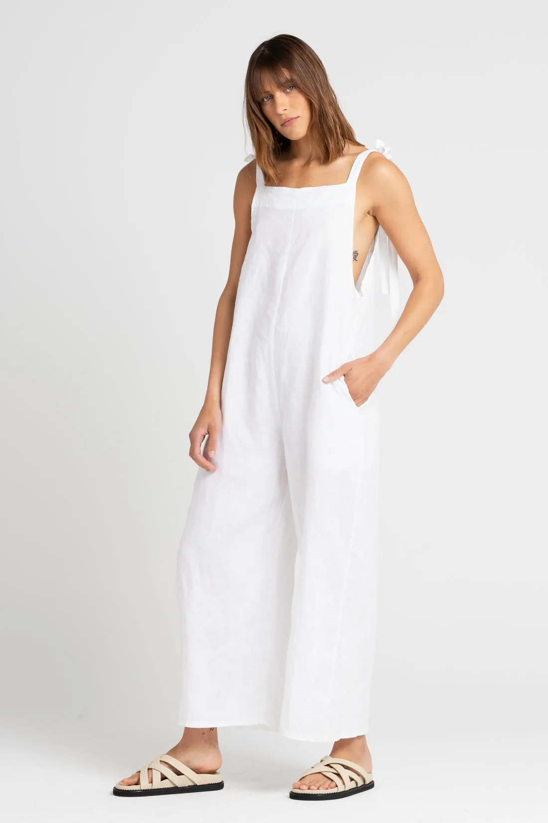 Turner Linen Jumpsuit White