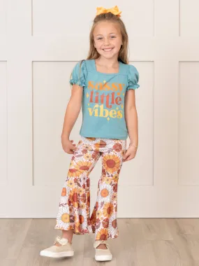 Turquoise & Brown Sassy Florals Bell Bottoms Outfit