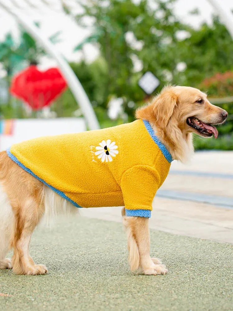 Warm Dog Clothes For Large Medium Dogs Yellow Polar Fleece Coats Sweater Samoyed Daisy Boy Apparels Knitwear Oversize Wear Spring Winter