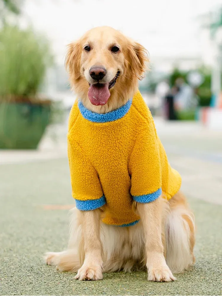 Warm Dog Clothes For Large Medium Dogs Yellow Polar Fleece Coats Sweater Samoyed Daisy Boy Apparels Knitwear Oversize Wear Spring Winter