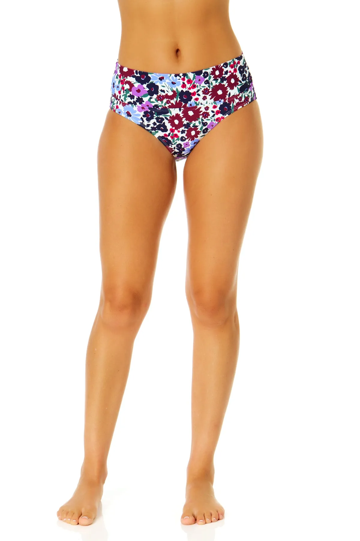 Women's Meadow Bouquet Soft Band Mid Rise Bikini Swim Bottom