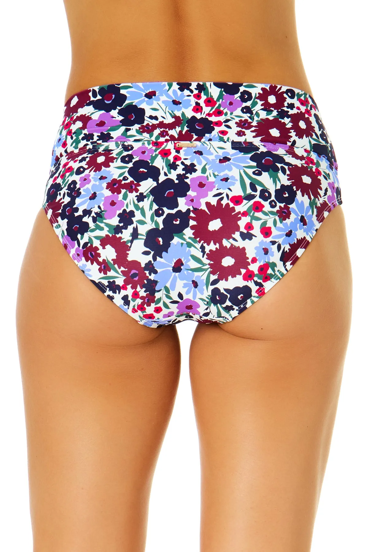 Women's Meadow Bouquet Soft Band Mid Rise Bikini Swim Bottom