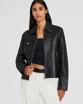 Zip-Front Leather Jacket